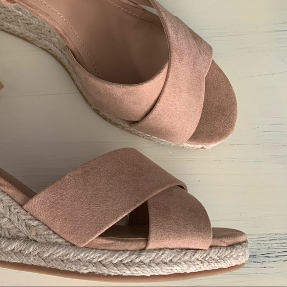 H&M | Shoes | Hm Nude Espadrille Wedge Sandals | Poshmark